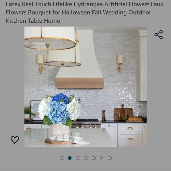 Blue White Artificial Hydrangeas Silk Flowers 4Pc large real Touch Faux … - Picture 2 of 3